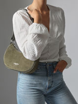 Sac Bandoulire Suede Cuir Lancaster Marron suede 81-vue-porte