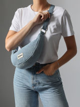 Sac Bandoulire Denim Coton Hindbag Bleu denim DE-vue-porte