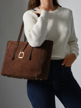 Sac Port� �paule Altesse Suede Cuir Etrier Marron altesse suede EASU088M-vue-porte