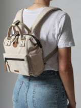 Rugzak 1 Compartiment Cabaia Beige adventurer XS-vue-porte