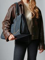 Sac  Main A4 Houston Cuir Basilic pepper Bleu houston BHOU31-vue-porte