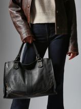 Sac  Main Glam Eyelet Cuir Basilic pepper Noir glam eyelet BGLE31-vue-porte