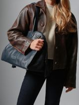 Sac Port paule Cow Cuir Basilic pepper Bleu cow BCOW85-vue-porte
