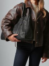 Sac Shopping  Cow Cuir Basilic pepper Noir cow BCOW31-vue-porte