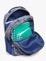 Sac  Dos 2 Compartiments Milky kiss Bleu floral fame 3700526-vue-porte