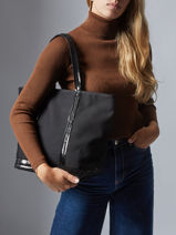Sac Port Main Cabas Coton Vanessa bruno Noir cabas 1V40378-vue-porte