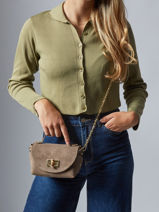 Sac Bandoulire Velvet Cuir Milano Beige velvet VE24117-vue-porte