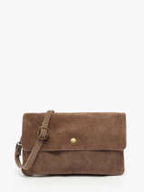 Sac Bandouli�re Velvet Cuir Milano Marron velvet VE23067