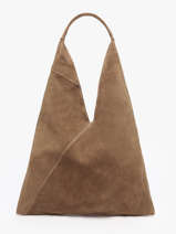 Sac Port paule A4 Velvet Cuir Milano Marron velvet VE25069