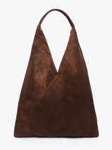 Sac Port paule A4 Velvet Cuir Milano Marron velvet VE25069
