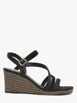 Sandales Talon Compens En Cuir Tamaris Noir women 44