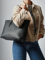 Schoudertas A4 Formaat Saffiano David jones Zwart saffiano 3-vue-porte