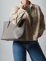 Sac Port paule A4 Saffiano David jones Marron saffiano 3-vue-porte