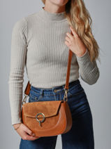 Sac Bandoulire Velvet Caviar Cuir Milano Orange velvet caviar VC25069-vue-porte