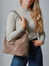 Schoudertas Velvet Caviar Leder Milano Beige velvet caviar VC250610-vue-porte