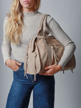 Sac Port paule A4 Velvet Cuir Milano Beige velvet VE24095-vue-porte