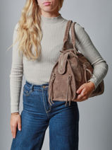 Schoudertas A4 Formaat Velvet Leder Milano Beige velvet VE24095-vue-porte