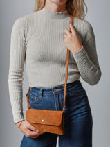 Cross Body Tas Velvet Leder Milano Bruin velvet VE23067-vue-porte
