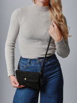 Sac Bandouli�re Velvet Cuir Milano Noir velvet VE23067-vue-porte