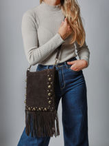 Sac Bandoulire Velvet Cuir Milano Marron velvet VE25061-vue-porte