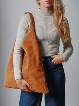 Sac Port paule A4 Velvet Cuir Milano Marron velvet VE25069-vue-porte