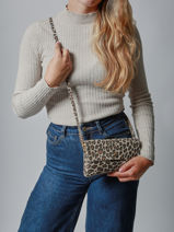 Sac Bandoulire Velvet Leopardo Milano Marron velvet leopardo VL23067-vue-porte