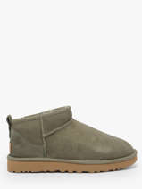 Boots Classic Ultra Mini En Cuir Ugg Vert accessoires 1116109