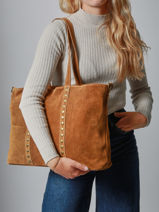 Sac Port� �paule Velvet Milano Marron velvet VE24113-vue-porte