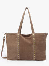Sac Port� �paule Velvet Cuir Milano Beige velvet VE24113