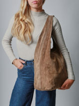 Sac Port paule Velvet Cuir Milano Marron velvet VE25065-vue-porte