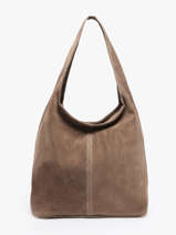 Sac Port� �paule Velvet Cuir Milano Gris velvet VE25065