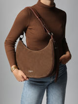 Sac Port paule Suede Cuir Lancaster Marron suede 82-vue-porte