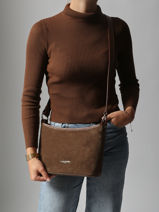 Sac Bandoulire Suede Cuir Lancaster Marron suede 80-vue-porte