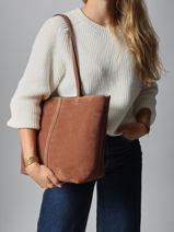 Sac Port paule Cabas Cuir Vanessa bruno Marron cabas 29V40874-vue-porte