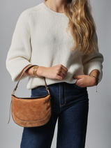 Sac Bandoulire Daily Cuir Vanessa bruno Marron daily 29V40871-vue-porte