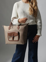 Sac  Main Kiana Nylon Hexagona Beige kiana 1720182-vue-porte