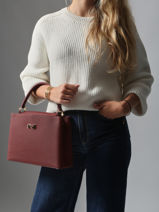 Sac  Main Magnolia Cuir Nathan baume Rouge eden 3-vue-porte