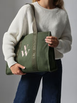 Sac Port paule Cabas Coton Vanessa wu Vert cabas MA0135-vue-porte