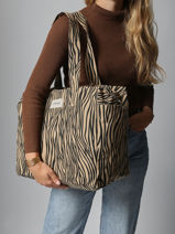 Le Sac Port paule A4 Clestins Coton Recycl Rivedroite Bleu wild tribe CELESWIL-vue-porte