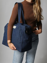 Schoudertas A4 Clestins Gerecycleerd Katoen Rivedroite Blauw timeless CELESTIM-vue-porte