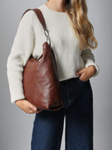 Sac Port paule Leather Cuir Biba Marron leather JAP1L-vue-porte