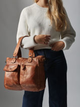 Sac Port paule Heritage Cuir Biba Marron heritage KEO2L-vue-porte