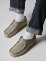 Mocassins Wallabee En Cuir Clarks Vert men 26183447-vue-porte