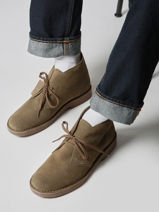 Bottines Desert En Cuir Clarks Vert men 26183838-vue-porte