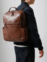 Sac  Dos Business 2 Compartiments + Pc 15" Basilic pepper Marron traveler BTRA10-vue-porte