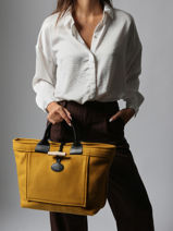 Longchamp Le roseau toile duffle coat Sac port main Jaune-vue-porte