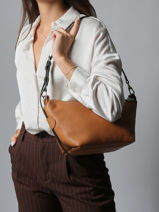 Longchamp Besace longchamp cuir Cross body tas Bruin-vue-porte