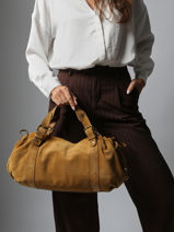 Sac Port� �paule Folk Cuir Gerard darel Beige folk DCS01407-vue-porte