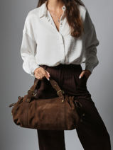 Sac Port paule Folk Cuir Gerard darel Marron folk DCS01407-vue-porte