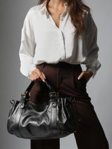 Sac Port paule Gun Metal Cuir Gerard darel Gris gun metal DCS01446-vue-porte